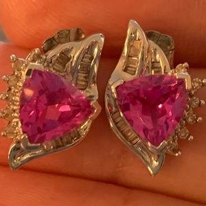 Pink sapphire& Diamond earrings
